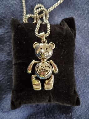 Silvertone Love Bear with Moveable Arms And Legs in Stainless Steel, 24inches